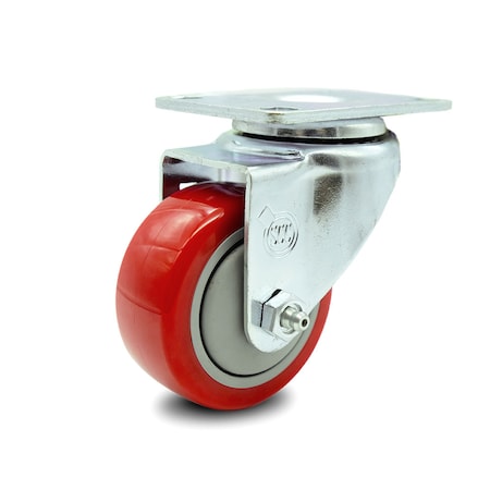3.5 Inch Red Polyurethane Wheel Swivel Top Plate Caster